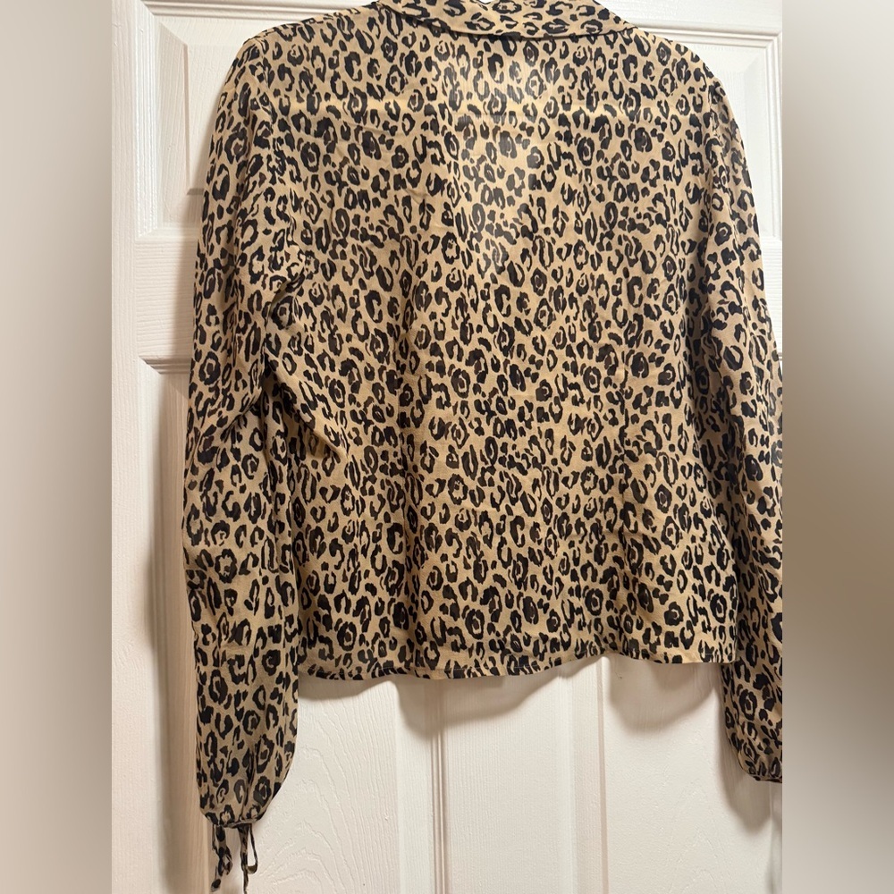 Express Vintage 90’s Leopard Print 100% Silk Blouse - Picture 8 of 9